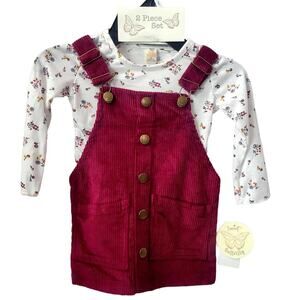 Sweet‎ Butterfly Two Piece Corduroy Overalls Size 2T NWT